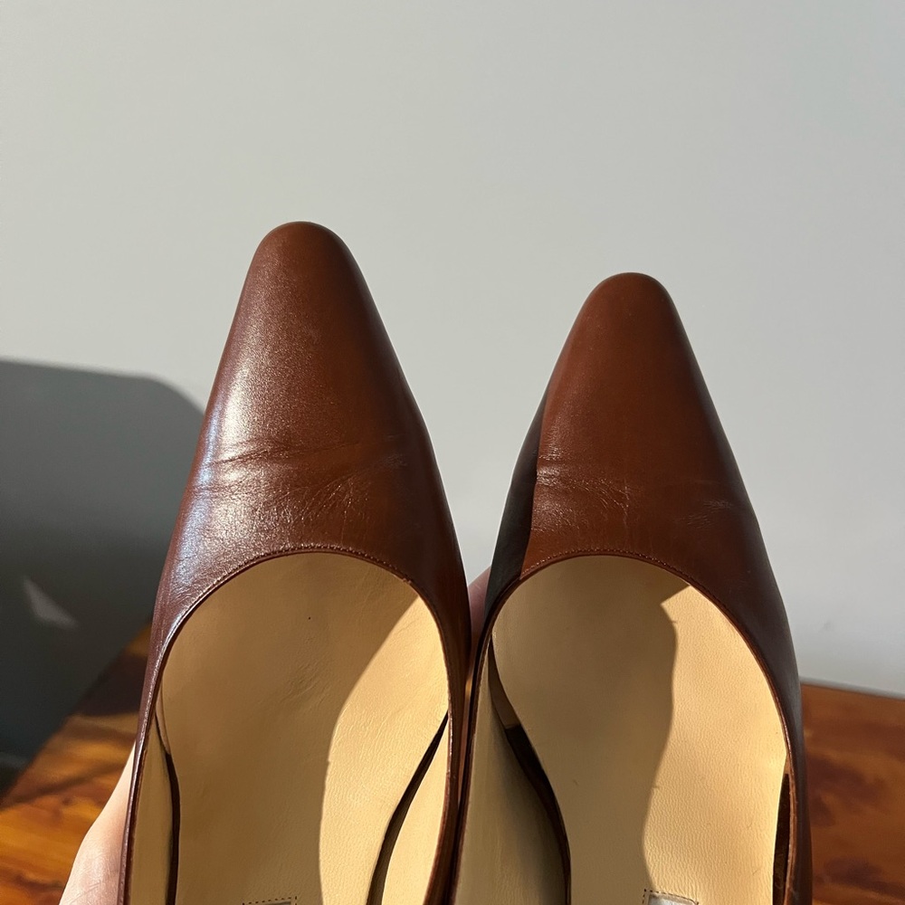 Vintage Manolo Blahnik Brown Leather Slingback Pumps - Picture 12 of 16